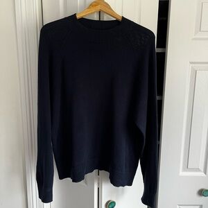 Quince Navy Blue Cotton Crew Neck Sweater. Size Large.